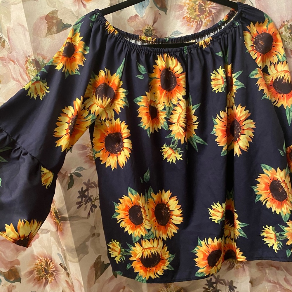Off Shoulders Sunflower Blouse